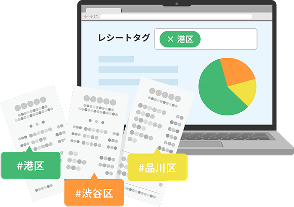 レシートにタグ付け集計やデータ分析に便利